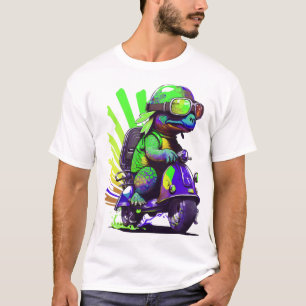 Lustige Bunte Schildkröte Auf Einem Roller Kopie T-Shirt