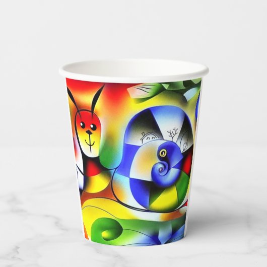 Lustige bunte Schnecke Pappbecher (Rückseite)