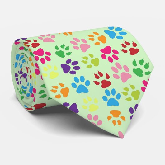 Lustige bunte Schoßhund- oder Katzentatze druckt Krawatte (Gerollt)
