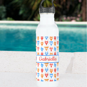 Lustige Bunte Sommer Pool Strand Personalisierter  Edelstahlflasche