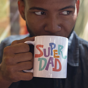Lustige bunte super coole Papa-Wort-Kunst-Zitat Kaffeetasse