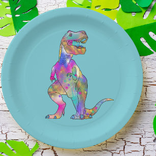 Lustige Bunte T Rex Psychedelische Dinosaurier Kun Pappteller