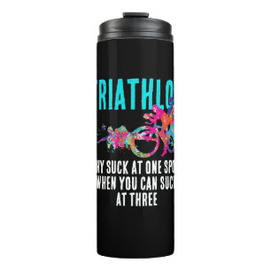 Lustige Bunte Triathlon Sport Humor Farbe Spritzer Thermosbecher