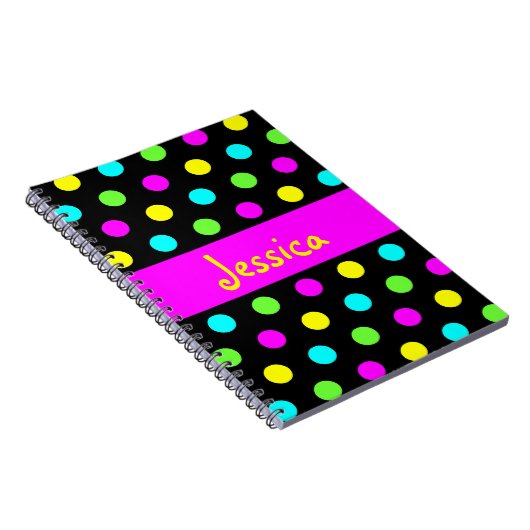 Lustige bunte Tupfen - Girly Namensnotizbuch Notizblock (Rechte Seite)