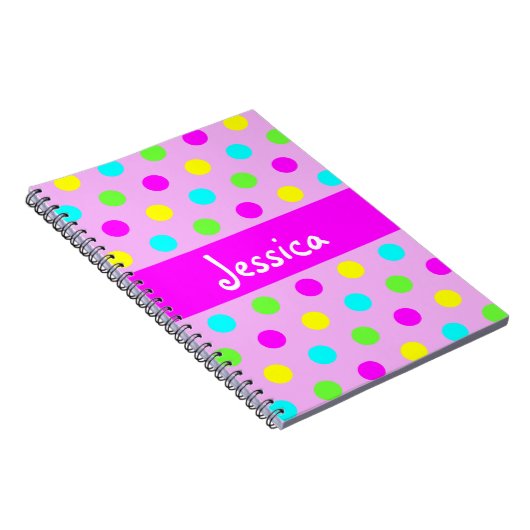 Lustige bunte Tupfen - Girly Namensnotizbuch Notizblock (Rechte Seite)