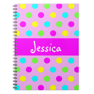 Lustige bunte Tupfen - Girly Namensnotizbuch Notizblock