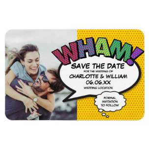 Lustige bunte WHAM-Foto-Save-the-Date-Karte Magnet