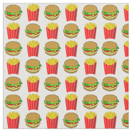 Lustige Burger und Pommes-Frites Stoff