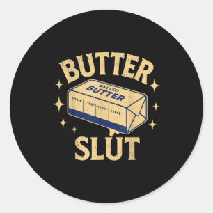Lustige Butterliebhaber Retro Vintage Design - But Runder Aufkleber