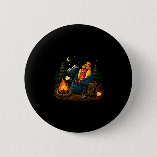 Lustige Camping-Hotdog-Cartoon-Wurst-Camper Button (Vorderseite)