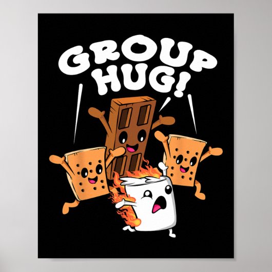 Lustige Camping-S'mores-Gruppenumarmung Marshmallo Poster (Vorne)