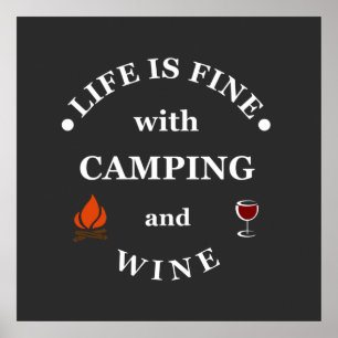 Lustige Camping- und Weinsprüche Poster