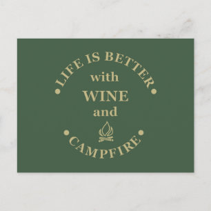 Lustige Camping- und Weinsprüche Postkarte