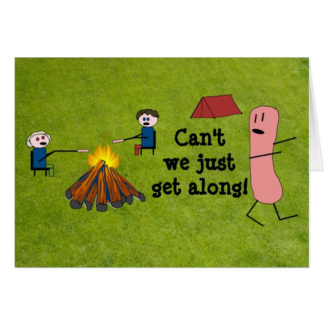 Lustige Campings-Würstchen-Karte (Vorderseite (Horizontal))