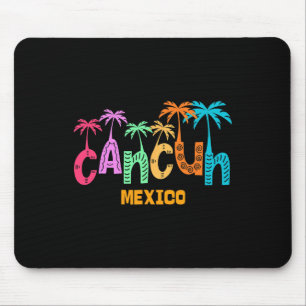 Lustige Cancun Mexico Palme Farbige Typografie Mousepad