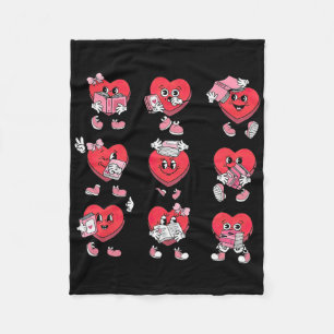 Lustige Candy Heart Lesebücher Bücherwurm Biblioth Fleecedecke