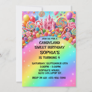 Lustige Candyland Mädchen Geburtstagseinladung Einladung