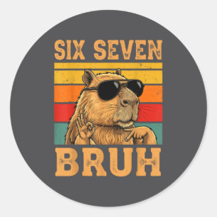 Lustige Capybara 67 Meme Six Seven Bruh Jungen Tee Runder Aufkleber