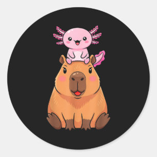 Lustige Capybara Axolotl Kawaii Kinder Jungen Mädc Runder Aufkleber