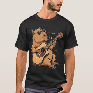 Lustige Capybara, die Gitarre spielt, cooler Tierm T-Shirt