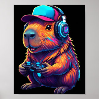 Lustige Capybara Gamer Gaming Videospiele Capybara Poster