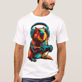 Lustige Capybara-Gamer-Gaming-Videospiele-Grafik T-Shirt