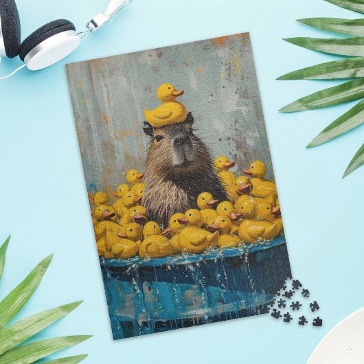 Lustige Capybara-Gummiente Pool-Puzzle Puzzle