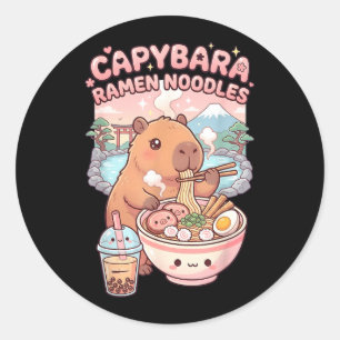 Lustige Capybara-Nudel-Ramen Kawaii Capybara beim Runder Aufkleber