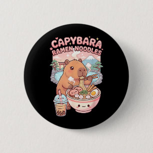 Lustige Capybara-Nudel-Ramen-Kawaii-Capybara-Isst Button