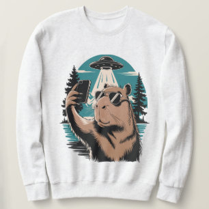 Lustige Capybara-Selfie-UFO-Alien-Entführung Schwa Sweatshirt
