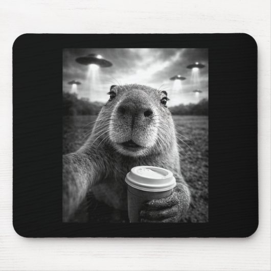 Lustige Capybara-UFO-Selfie-Alien-Meme Mousepad (Vorne)