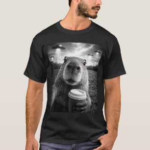 Lustige Capybara-Ufo-Selfie-Alien-Meme T-Shirt