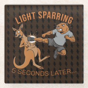 Lustige Capybara vs Kangaroo Leichtes Sparring MMA Glasuntersetzer