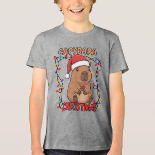 Lustige Capybara-Weihnachtslichter-Party Tri-Blend Shirt