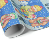 lustige Carolsänger im Schnee bei Weihnachten Geschenkpapier (Rolleneckpunkt)
