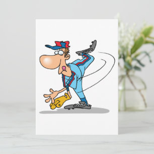 Lustige Cartoon-Baseball-Pitcher werfen einen Fast Einladung