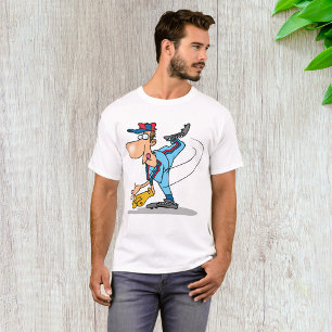 Lustige Cartoon-Baseball-Pitcher werfen einen Fast T-Shirt