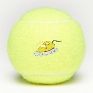 Lustige Cartoon-Bügeleisen-Wäsche-Illustration Tennisbälle