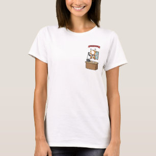 Lustige Cartoon-Corgi-Empfangsdame hängt kopfüber T-Shirt