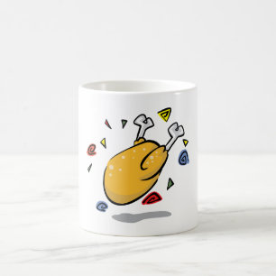 Lustige Cartoon-Ente fällt herunter Kaffeetasse
