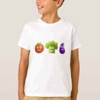 Lustige Cartoon-Gemüse-Brokkoli-Tomate-Aubergine