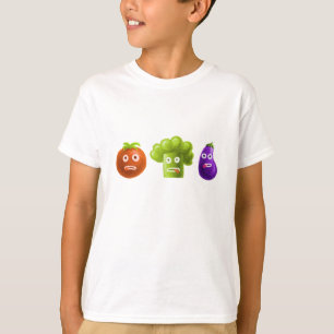Lustige Cartoon-Gemüse-Brokkoli-Tomate-Aubergine T-Shirt