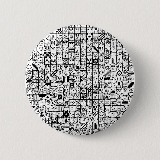 Lustige Cartoon-Gesichter Quadrate Button (Vorderseite)
