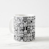 Lustige Cartoon-Gesichter Quadrate Kaffeetasse (Vorderseite Links)