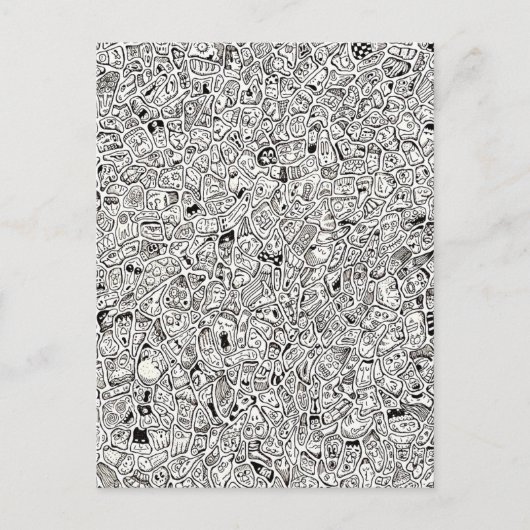 Lustige Cartoon-Gesichter Zeichnen Postkarte (Vorderseite)