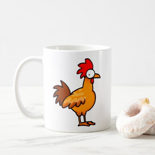 Lustige Cartoon-Hühner-Illustration Kaffeetasse (Mit Donut)