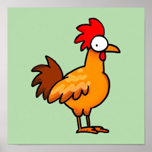 Lustige Cartoon-Hühner-Illustration Poster