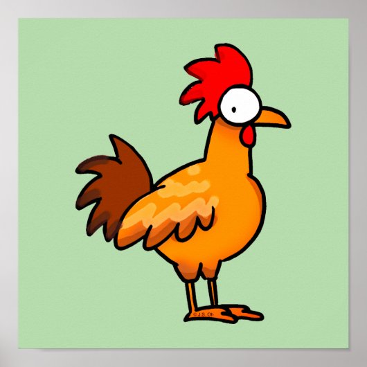 Lustige Cartoon-Hühner-Illustration Poster (Vorne)