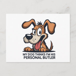 Lustige Cartoon-Hund-Butler-Zitat Feiertagspostkarte