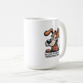 Lustige Cartoon-Hund-Butler-Zitat Kaffeetasse (VorderseiteRechts)